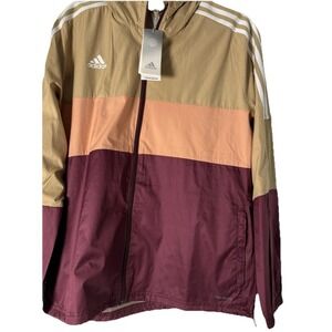 Adidas NWT Women's Sz L Tiro '21  Windbreaker, Beige Tone/Victory Crimson‎